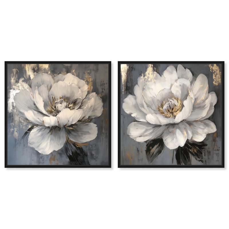 "Luxe Botanicals Art", ensemble de 2 impressions sur toile par , 21" H x 21" W, Noir