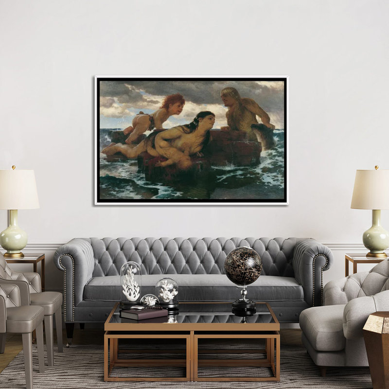Idylle marine - ABQ80, H 40 po x l 60 po, Impression sur toile flottante sans passe-partout, Blanc