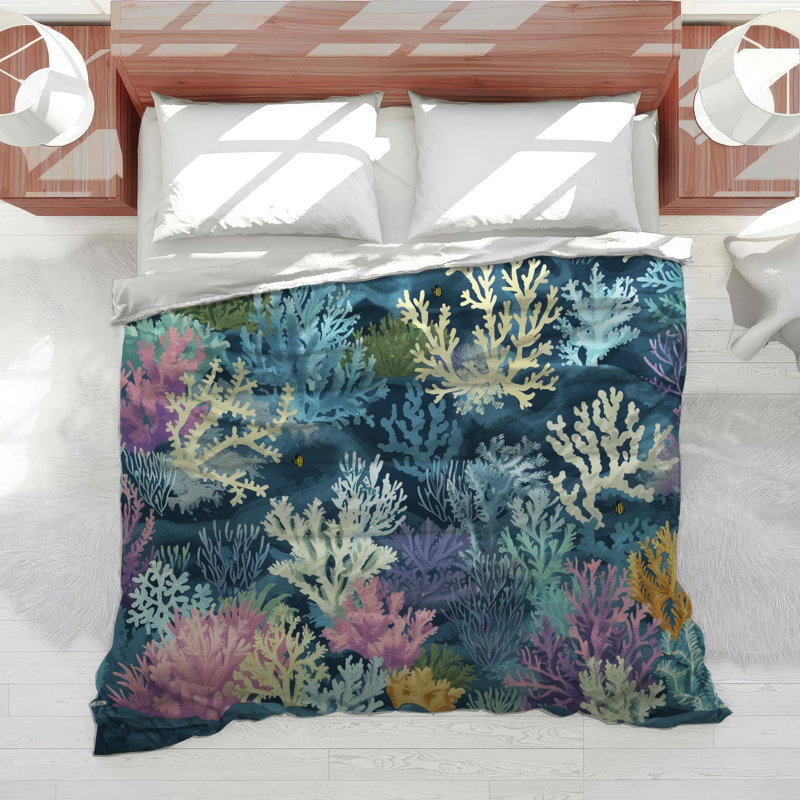 Coral Reef Marine Machine Printed Duvet Cover, King Duvet Cover