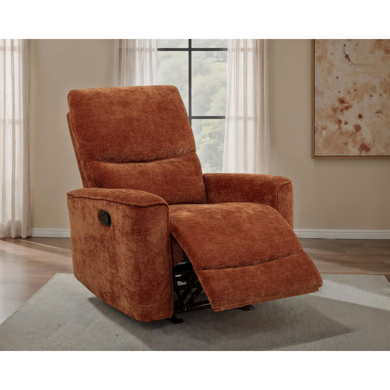 Heise Chenille Upholstered Glider Recliner Burnt Orange, Burnt Orange