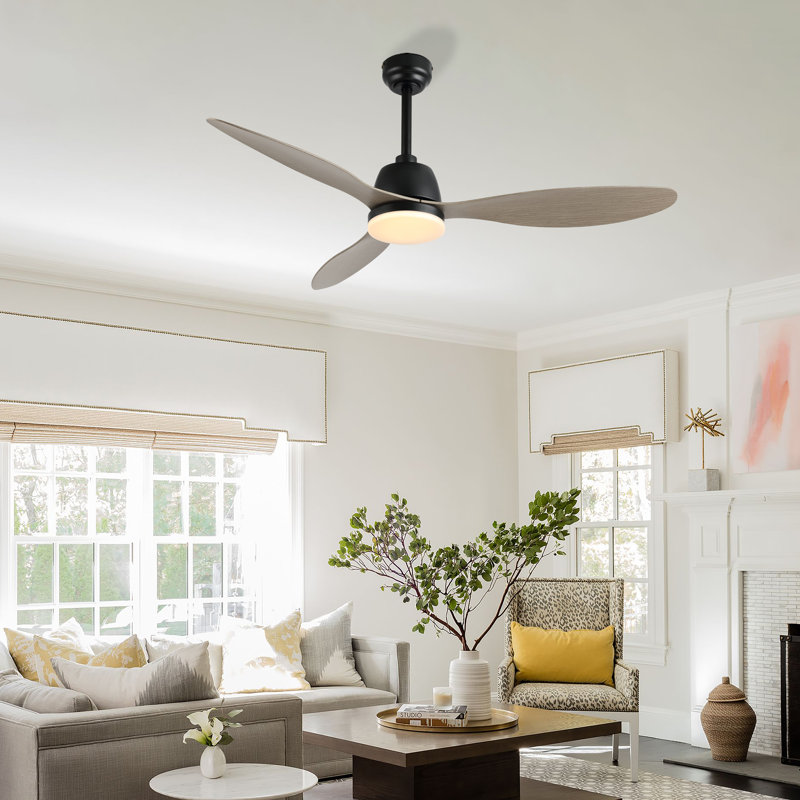 Clarra 52'' Ceiling Fan with LED Lights, Grey Wood Finish