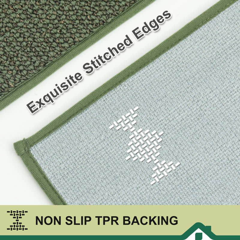 Non-slip Kitchen Rugs And Mats 2pcs, Absorbent And Stain Resistant Kitchen Runners, Green, Runner 61cm x 152.4cm