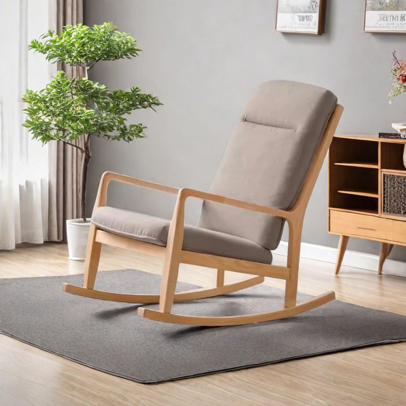 Chaise berçante moderne simple en chêne