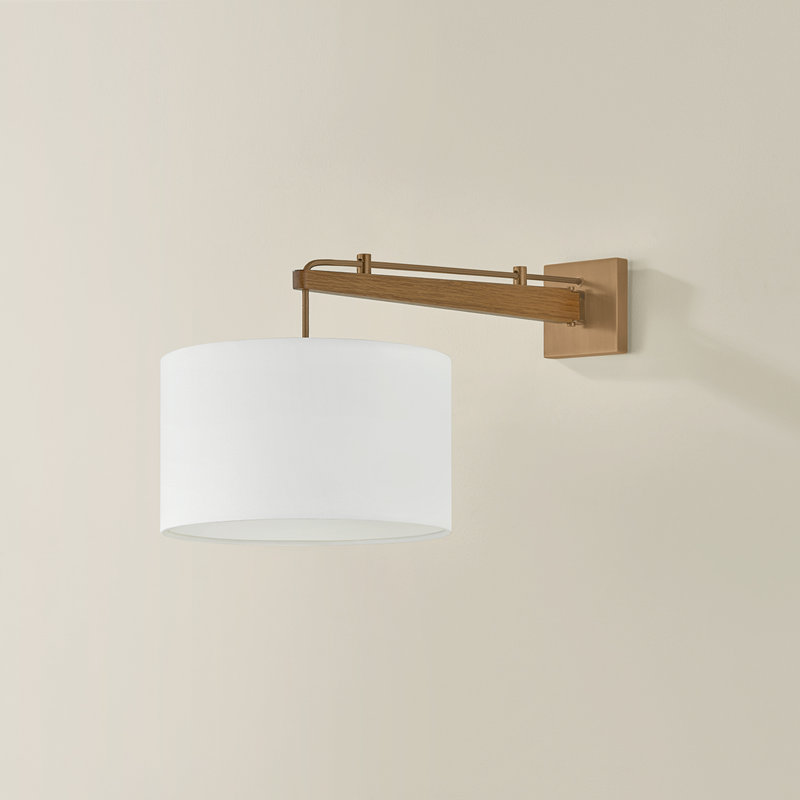Mailo 12" 1-Light Wood Drum Wall Sconce