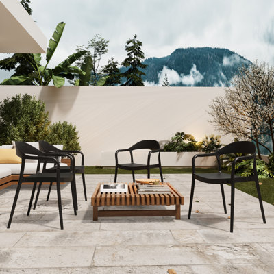Indoor/outdoor All Weather Restaurant Dining Chairs Stackable Armchair (set Of 4) by George Oliver