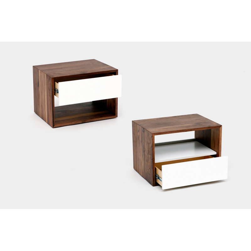 THN 1 - Drawer Solid Wood Nightstand, White
