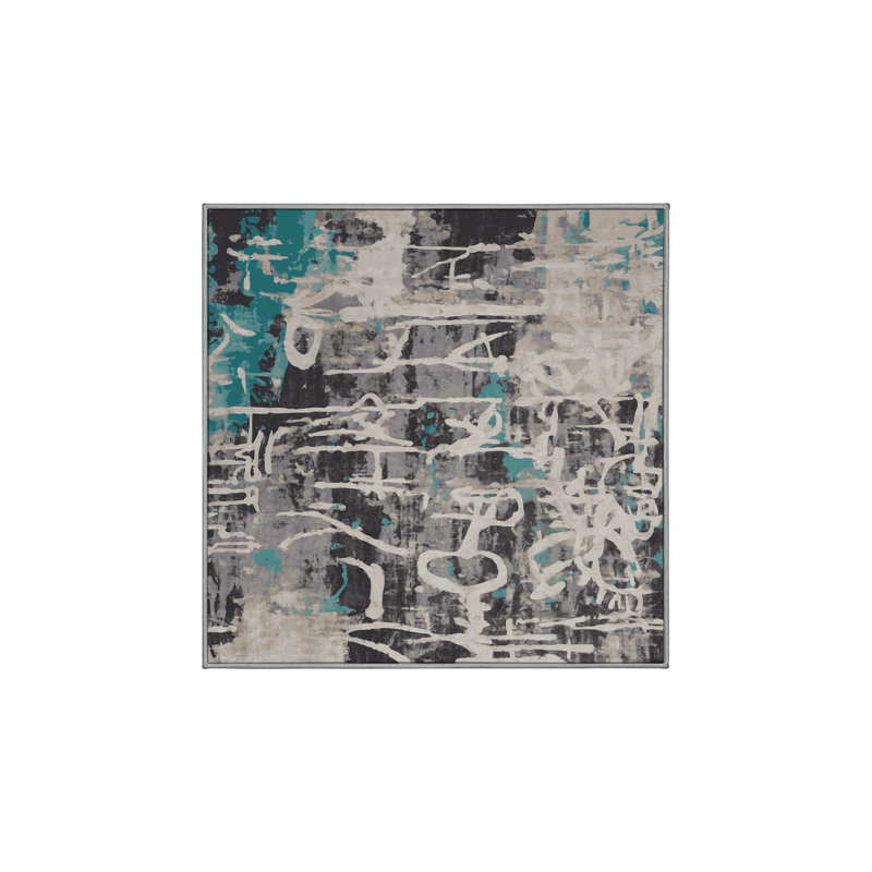 Tapis gris soyeux et moelleux, Carré 4 pi