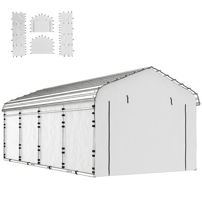 4pcs Carport Side Wall Replacement, Universal Sidewall Panels , Upf50+ Pe Waterproof Cover With Hook & Loop Fasteners
