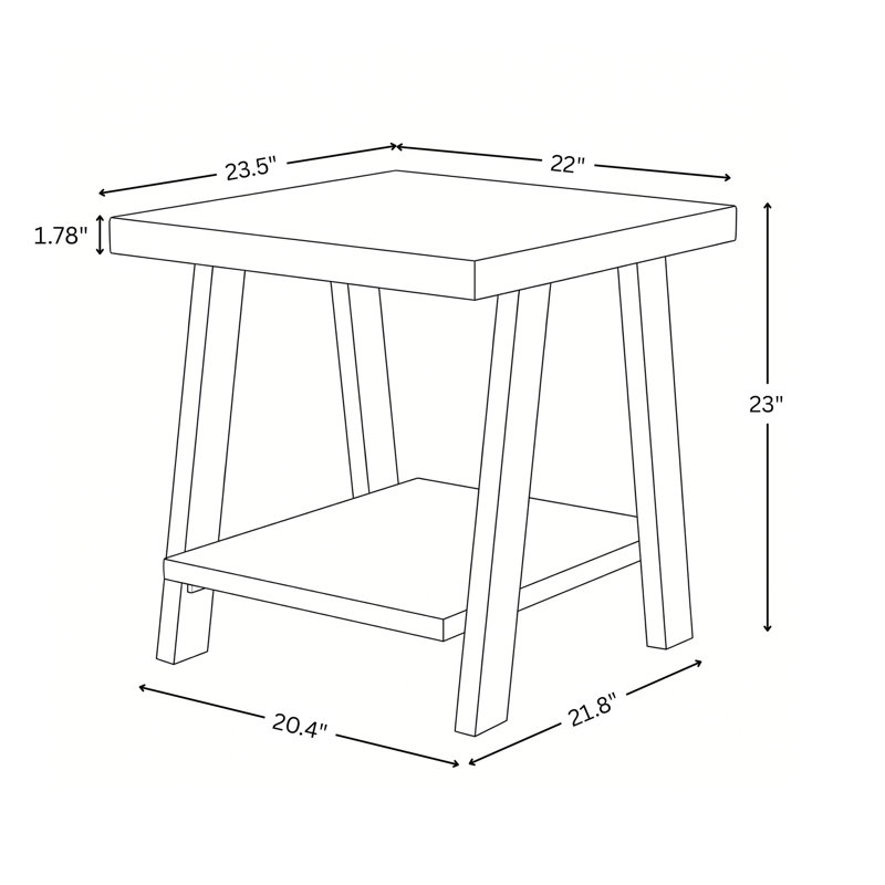 Table de bout avec tablette contemporaine en bois Athens, gris, Gray