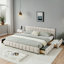  Très grand lit plateforme tapissier avec rangement, structure en chenille avec tête de lit, beige-1489985782-1490678496