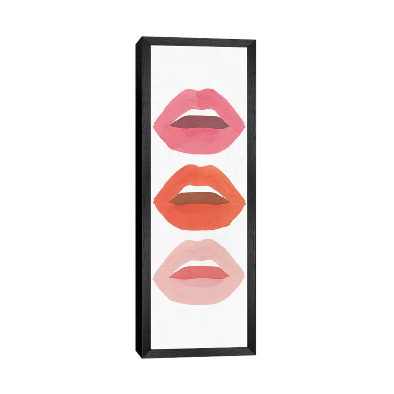 Red Lips I by Isabelle Z - Panoramic Print on Canvas, Black Framed, 121.92 cm H x 40.64 cm W