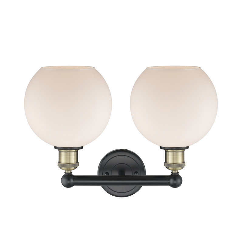 Ellington 2 - Light Dimmable Vanity Light, Matte White, Black Antique Brass