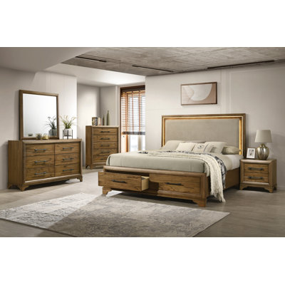 Ensemble de chambre avec très grand lit en bois avec commode 5 pièces Virginie