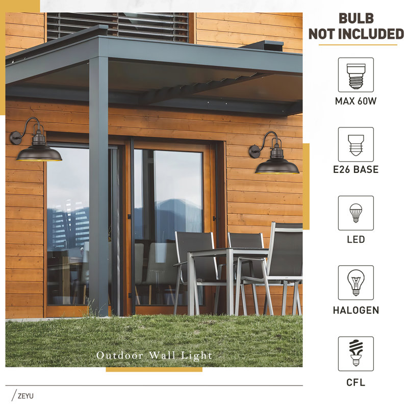 2 Pack 17.7 Inch Dusk To Dawn Outdoor Barn Light, Oil Rubbed Bronze Finish