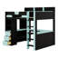 Lit mezzanine polyvalent avec bureau, tiroirs et tablettes de rangement-130568750
