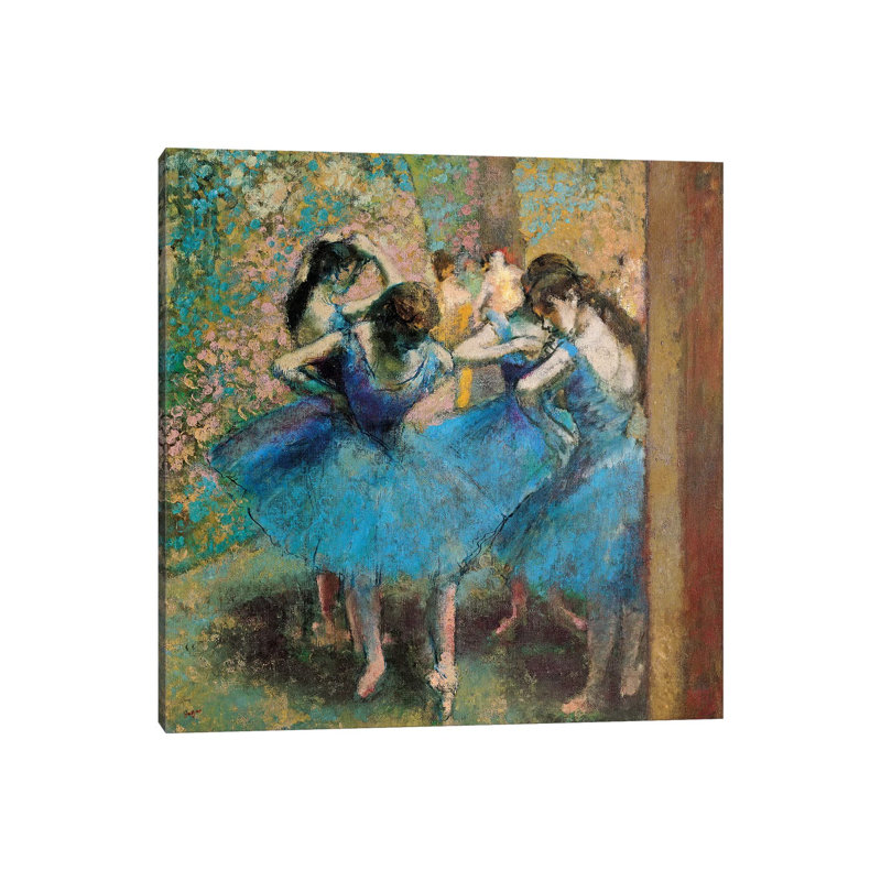 Dancers In Blue, 1890 by Edgar Degas - Floater Frame Painting on Canvas, 93.98 cm H x 93.98 cm W x 1.91 cm D, No Frame