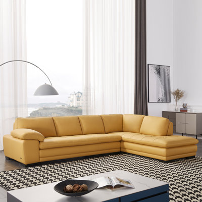 126" Wide Leather Match Sofa & Chaise
