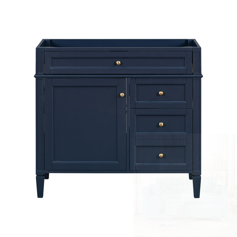Meuble-lavabo de salle de bain moderne sans lavabo supérieur avec tiroirs, Bleu
