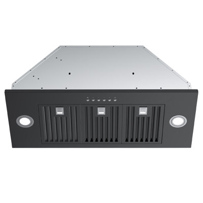 36 inch 900 CFM Convertible Insert Range Hood 4 Speed Quiet Black Stainless Steel Panel Push Button Control with LED Lights