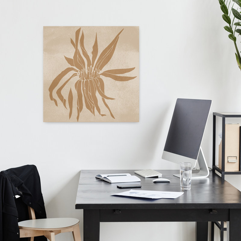 Big Flower. Wabi-sabi Botanical Art In Sand by Dina Dankers - Wrapped Canvas Print, 45.72 cm H x 45.72 cm W