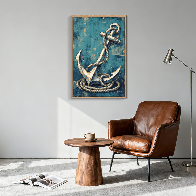 Ensemble de 1 tableau sur toile représentant une corde d'ancre, H 24 po x l 18 po, Natural