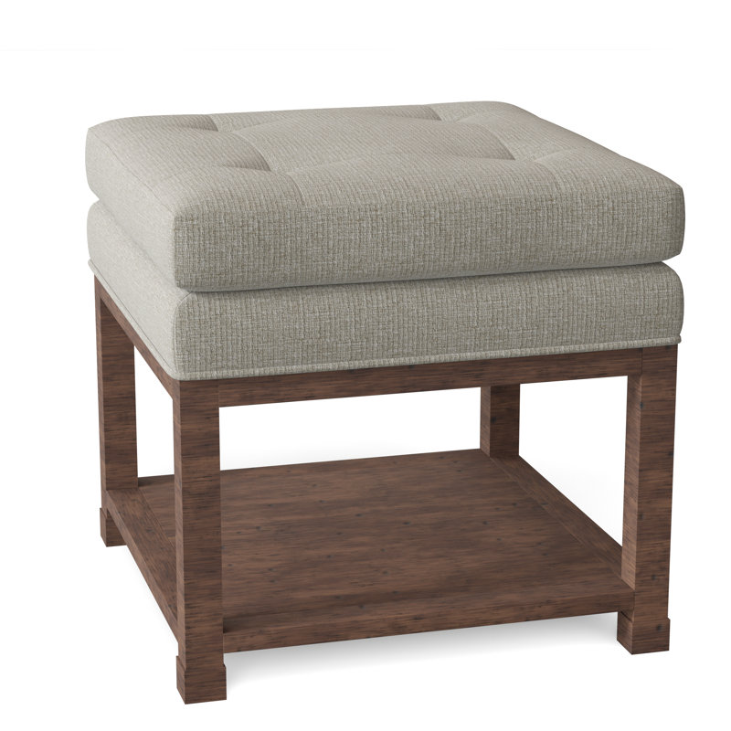 Libby Langdon 20.5" Wide Tufted Square Standard Ottoman with Storage, Hazelnut, 3157 Alabaster 100% Polyester