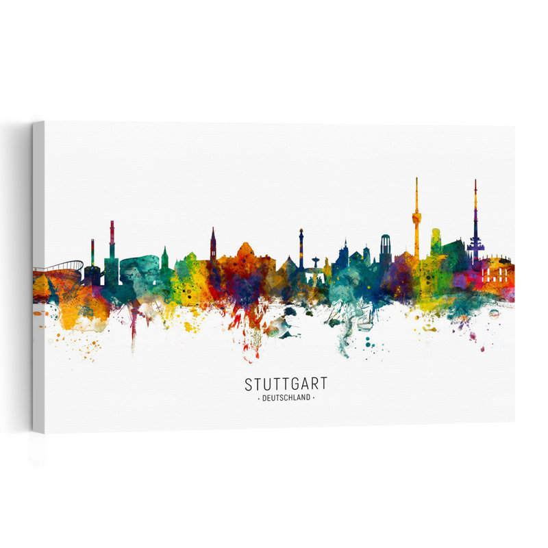 «Vibrant», horizon de l'architecture abstraite contemporaine, impression d'art mural, H 32 po x l 48 po