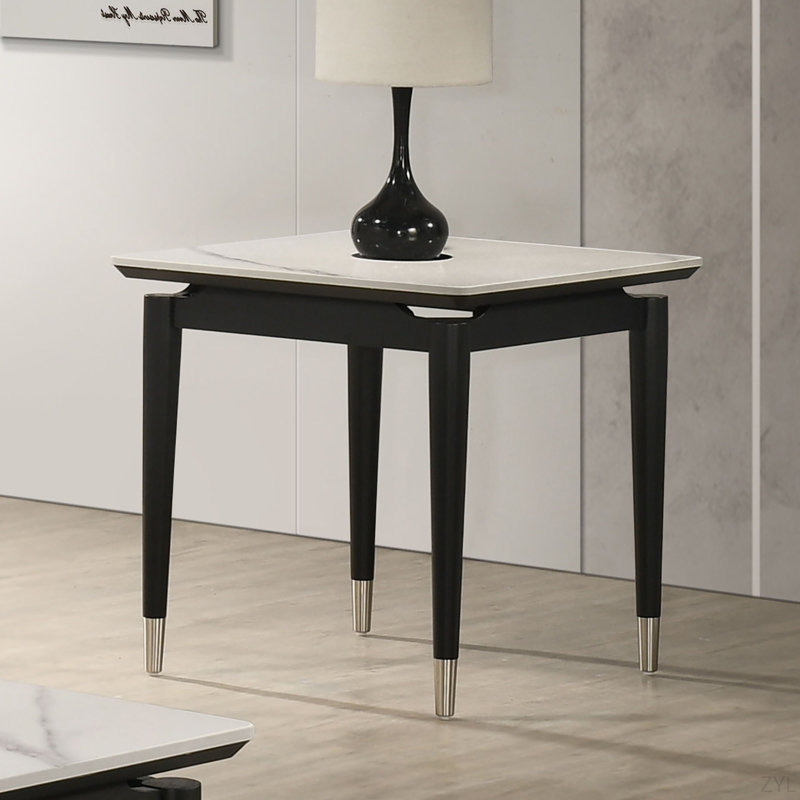 Table de bout de style contemporain avec plateau en pierre frittée