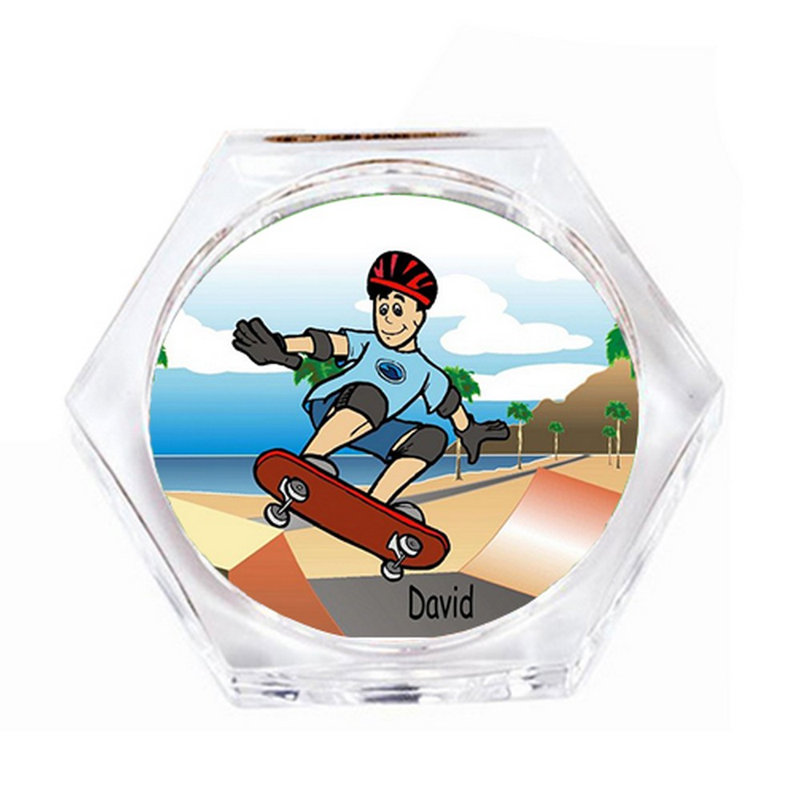 Skateboarder personnalisé - ensemble de cadeau pour sous-verre à boisson (4 sous-verres), Oui