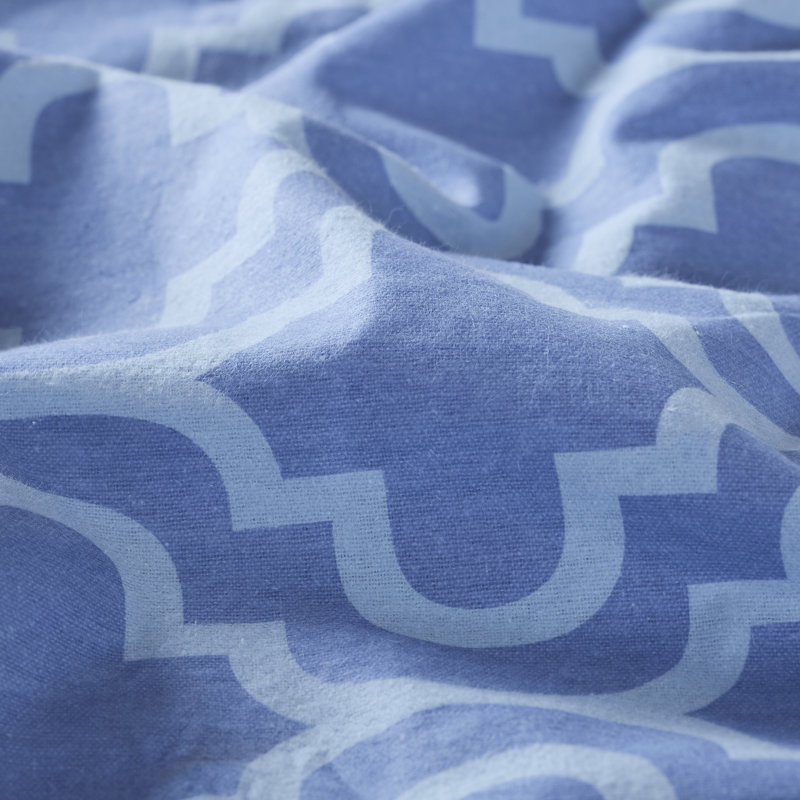 Ensemble de draps en 100% flanelle de coton Scotchis, Ensemble de draps pour très grand lit + drap-hous, Trellis bleu pâle