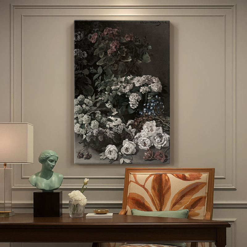 Fleurs printanières - Toile tendue avec châssis par Claude Monet, 24 po x 36 po