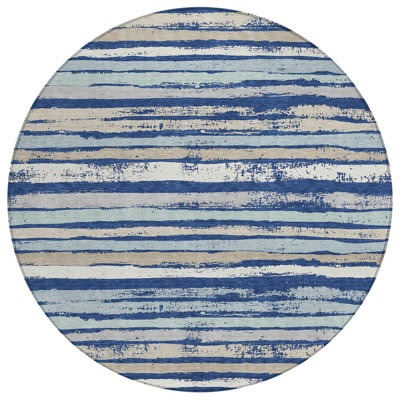 Sylira Navy Washable Indoor-Outdoor Rug - 