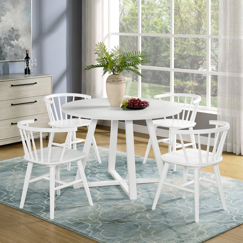 5-Piece Dining Set Trestle Dining Table With 4 Windsor Chairs