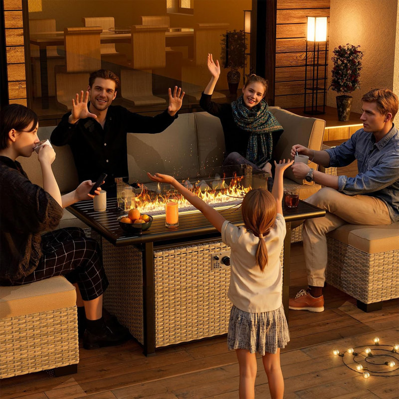 Rectangle Natural Gas Smokeless Fire Pit Table