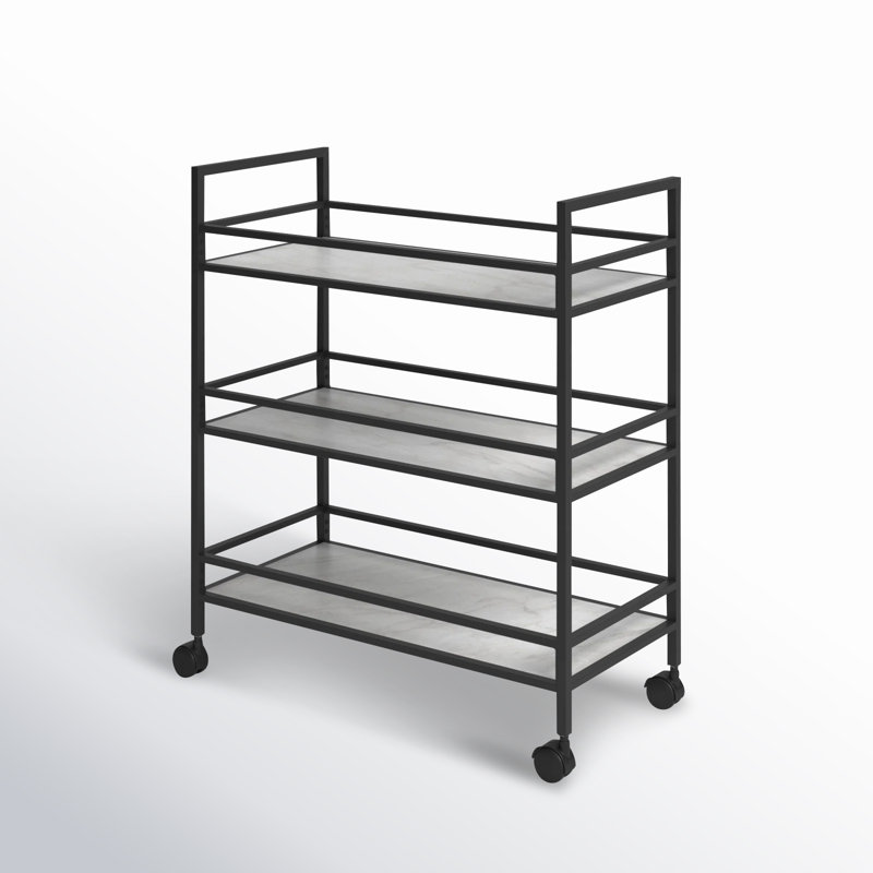 Rukie Metal Bar Cart, Matte Black