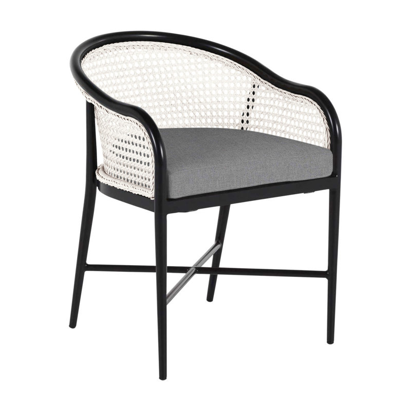 Havana Arm Chair, No Welt, Chalk/Natural Cane, Rollo Lace