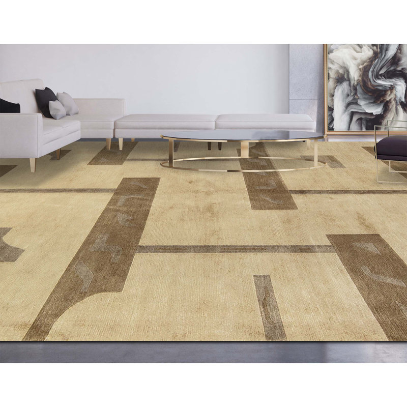 Hand-Knotted High-Quality Beige Area Rug