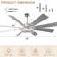 Ventilateur de plafond chromé moderne 72 po avec lumières et télécommande Nimbella-1848337232