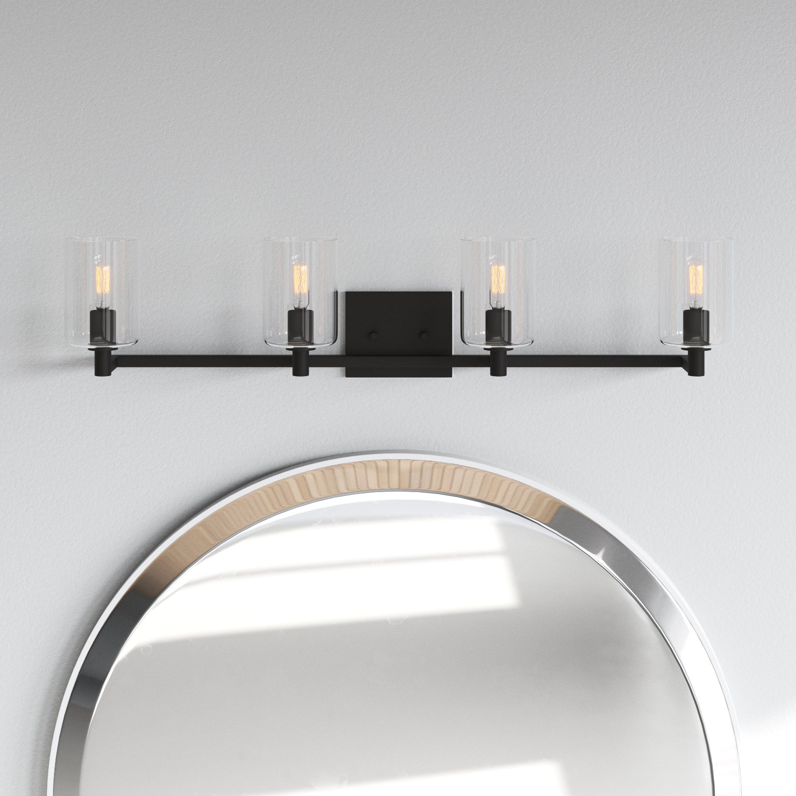 Haines 4 Light Transparent Dimmable Vanity Light, Midnight Black
