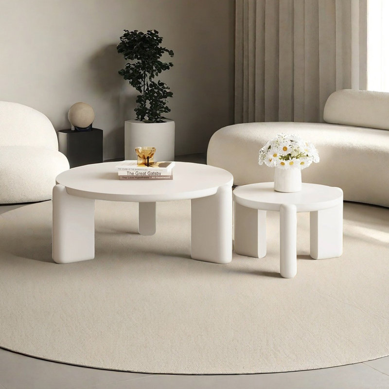 Table basse avec plateau en bois épaissi, H 14,96 po x L 47,24 po x l 27,55 po, Blanc
