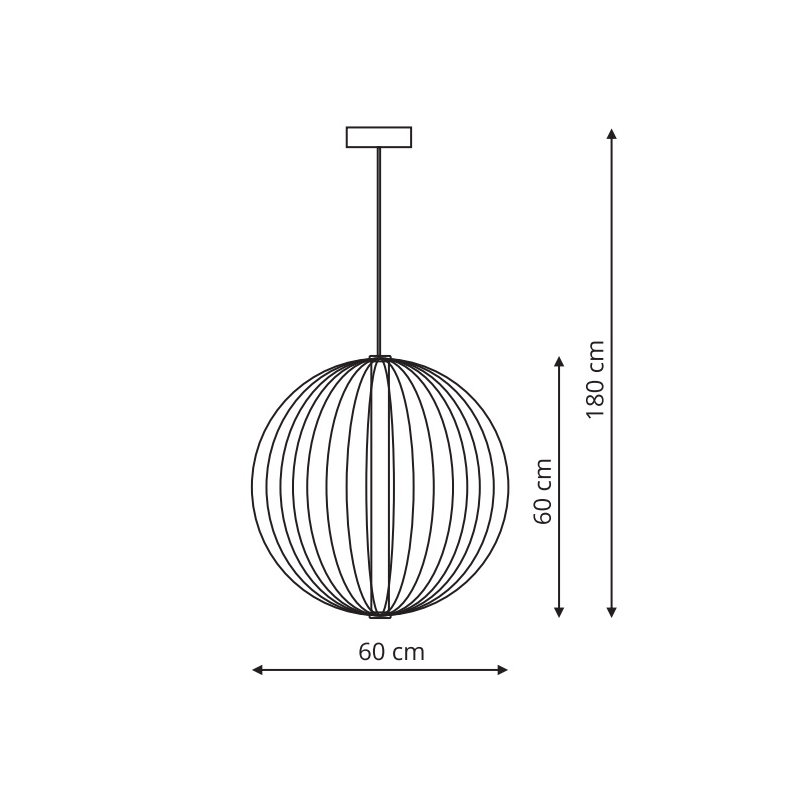 Bohs 1 - Light LED Sphere Pendant, Gold, 200cm H x 60cm W x 60cm D