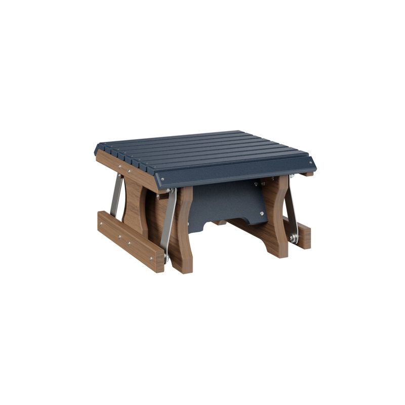 Repose-pieds berlinois berlinois de qualité supérieure, Navy Blue Top/Antique Mahogany Base