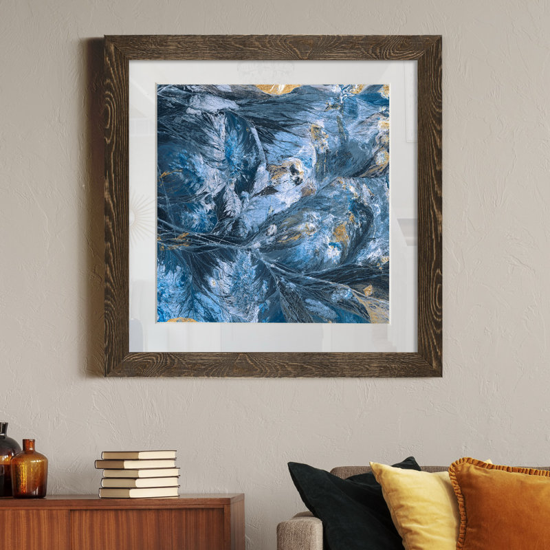 "Indigo I", reproduction d’art sur papier encadrée, H 31,5 po x l 31,5 po x P 1,5 po, Cadre noyer