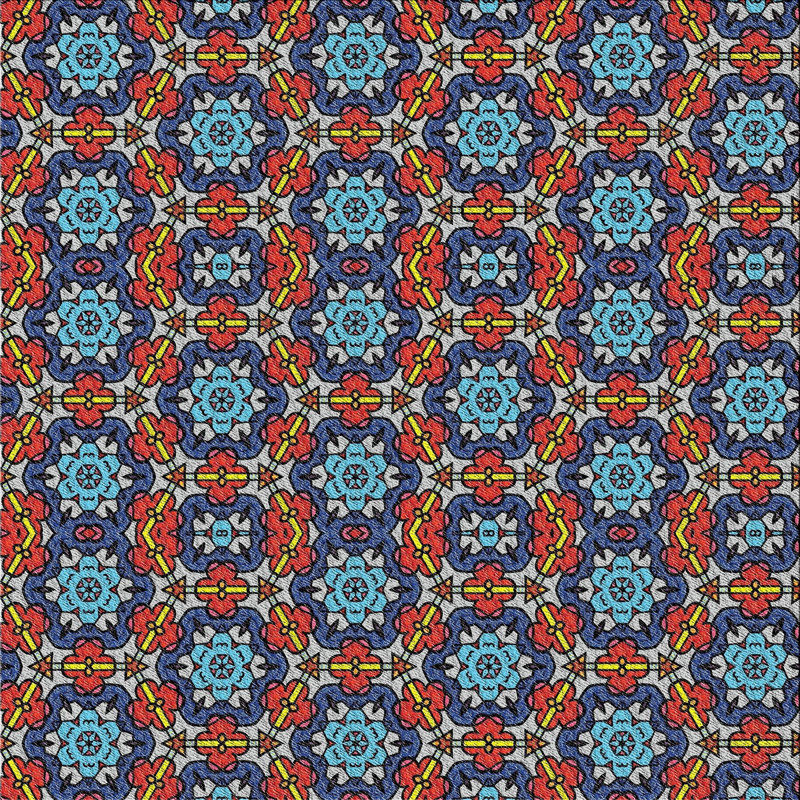 Tapis rouge / bleu Power Loom, Carré 8 pi