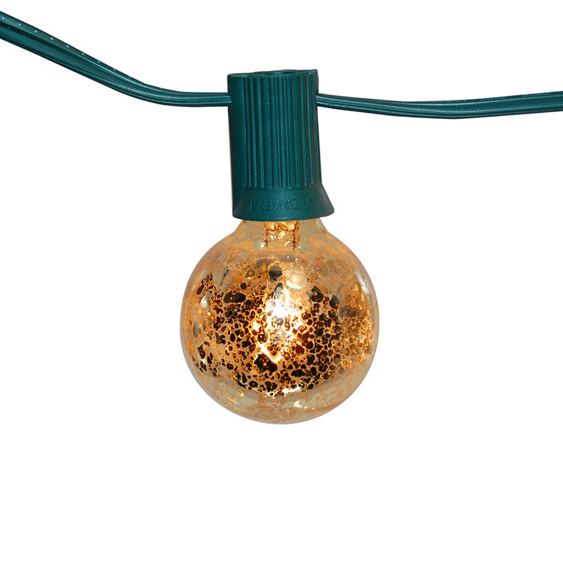 Electric Globe String Lights with 25 Gold Mercury Bulbs