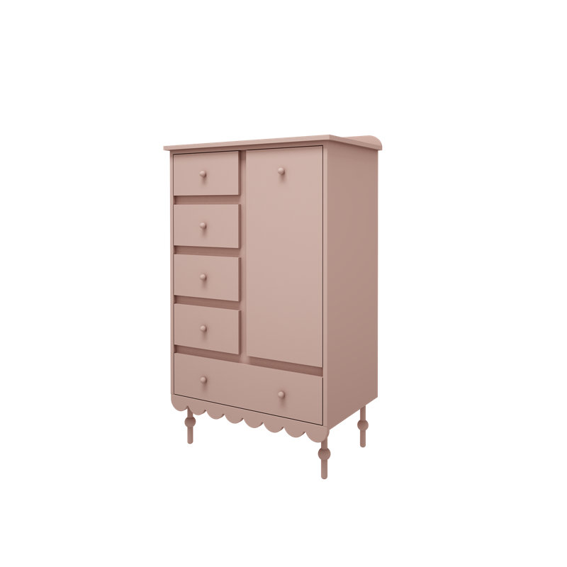 Asgun Kids 5 - Drawer Combo Dresser, Pink