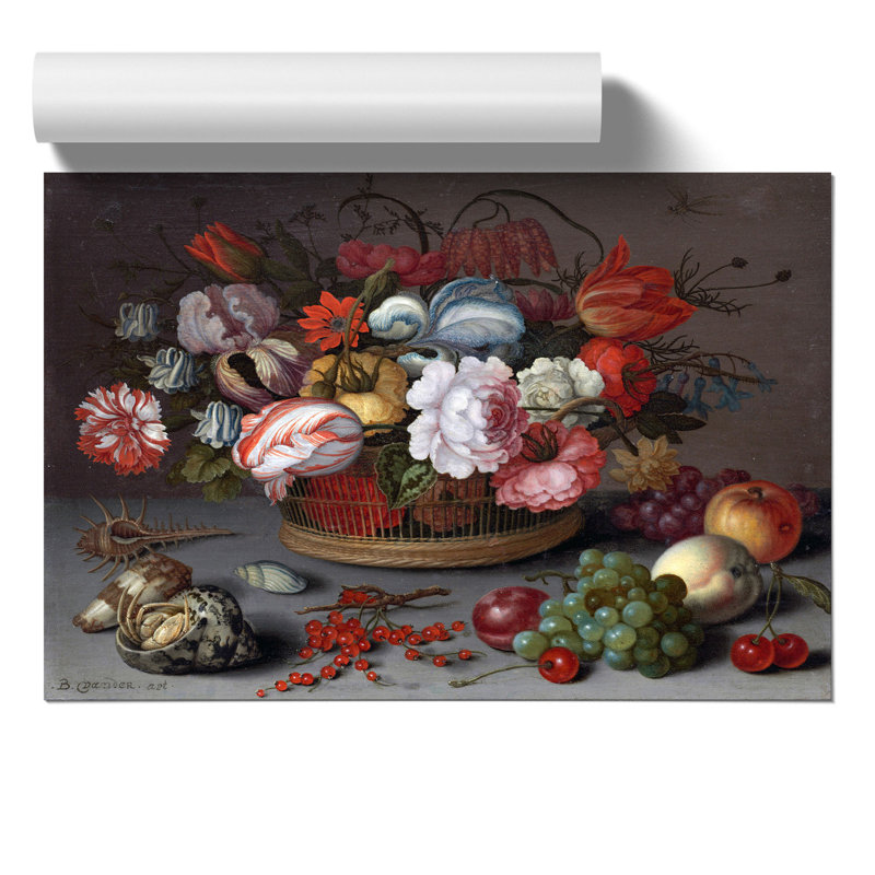 Still Life With Flowers And Shells Vol.2 by Balthasar Van Der Ast - No Frame Painting, 21cm H x 30cm W x 0.1cm D