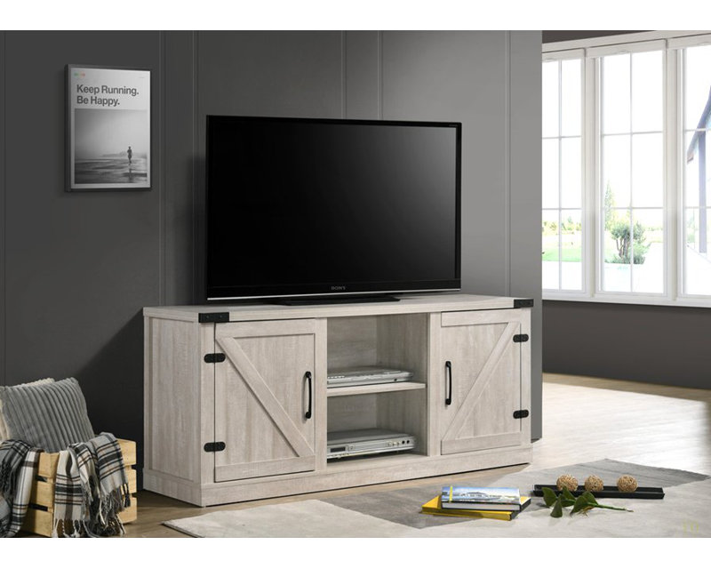 Salerno Dusty  58"W TV Stand With 2 Open Shelves And 2 Cabinets