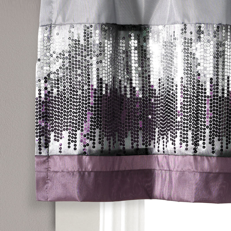 Cantonnière rayée sur mesure 52 po, Mauve / gris