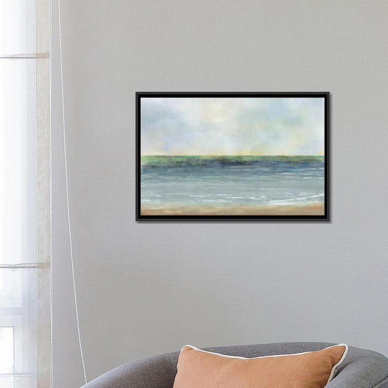 «Ocean Breeze I», impression sur toile, H 18 po x l 26 po x P 1,5 po, Toile avec cadre flottant noir, Pas de tapis